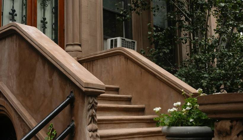 Stoop of a brownstone townhouse